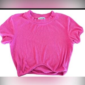 LNA Pink Short Sleeved Ribbed Crop Top Size Small